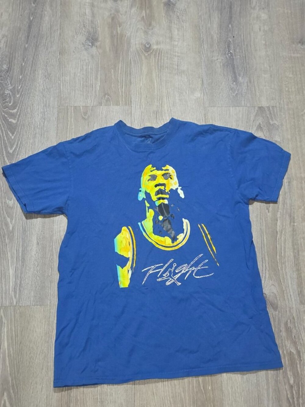 Nike Air Jordan Flight Graphic Tee Shirt Mens Small Blue Yellow Michael Jordan